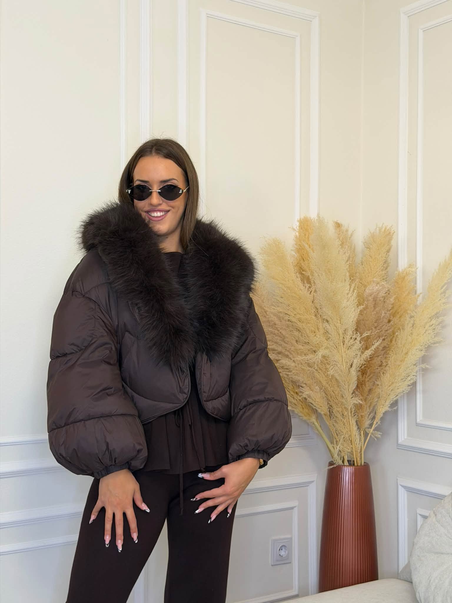 Jakna Choco Fur Glam
